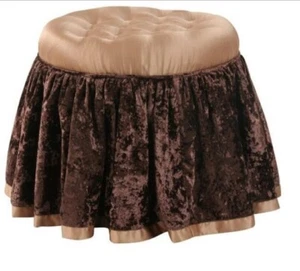 *NEW Jennifer Taylor Alamosa Gold and Brown Round Vanity Stool 2380-545741 - Picture 1 of 5