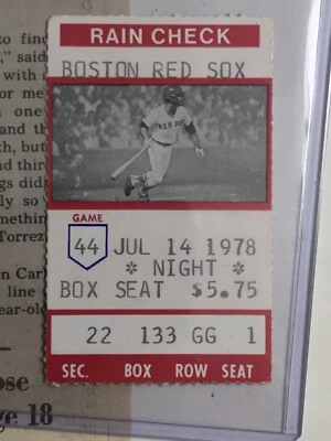 1978 Boston Red Sox Ticket Stub vs Texas Fenway Park Prog 7/14/78 News 7/15 REMY - Image 1 of 4