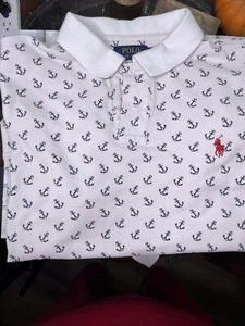POLO RALPH LAUREN Herren Poloshirt weiß Allover Anchor Print, Slim Fit, L - Bild 1 von 2