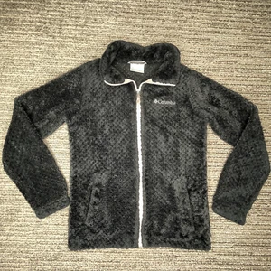Columbia Size M Kids Girls Full Zip Hoodie Sherpa Long Sleeve Black - Picture 1 of 10