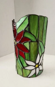 Candelabro de vitral de colección Pointsettia Vela Luz Decoración de Navidad - Imagen 1 de 6