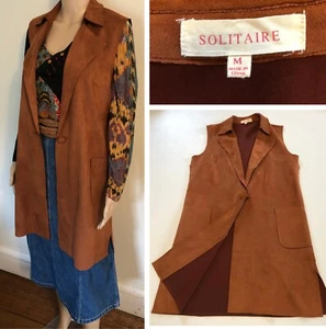 NEU Anthropologie Solitaire Wildlederimitat Staubmantel Weste Gr. M neu ohne Etikett ärmellose Pckts - Bild 1 von 17