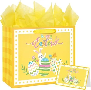 13" Easter Bag with Tissue Paper and Handles for Gifts Wrapping, Party Supplies, - Picture 1 of 6