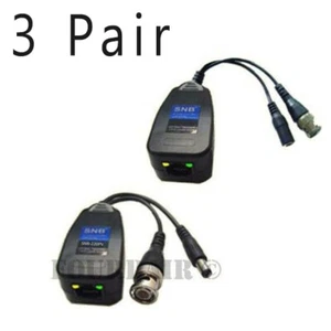 6pcs 3 Pair CCTV Coax BNC Video & Power Balun Transceiver to CAT5e 6 TVI DVR 5MP - Picture 1 of 2