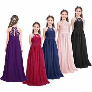 US Kids Girls Chiffon Long Party Dress Junior Wedding Evening Party Prom Gowns - Picture 1 of 27