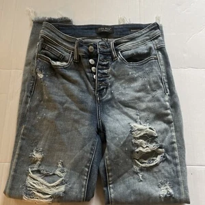 Pantalones de mezclilla para mujer Judy Blue ajustados azules desgastados talla 1/25 - Imagen 1 de 3