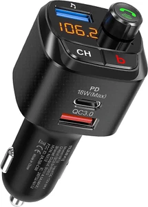 Nulaxy Bluetooth 5.0 FM Transmitter for Car, QC3.0 & USB-C PD 18W Wireless Bluet - Picture 1 of 12