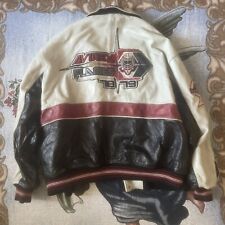 Vintage Avirex Flames Hockey Leather Jacket - Size XXXL