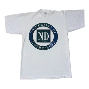 Vintage Notre Dame Fighting Irish T Shirt Mens Medium 90s Made In USA Ribbed Tee - Picture 1 of 16