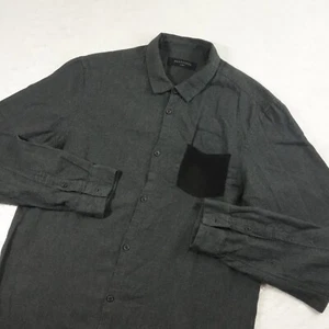 Camisa All Saints Para Hombre Grande Gris Con Botones Manga Larga Inteligente Informal - Imagen 1 de 11