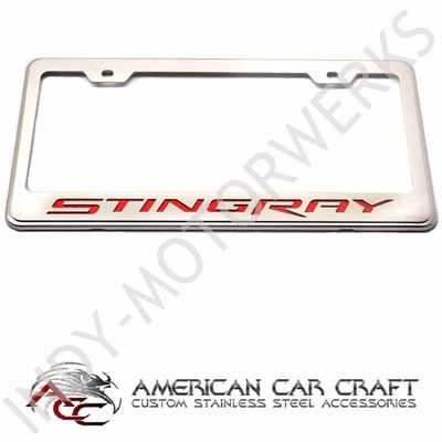 C7 CORVETTE WITH STINGRAY IN ORANGE CARBON FIBER REAR LICENSE PLATE HOLDER FRAME - Изображение 1 из 4