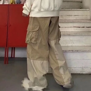 Men's Retro Baggy Cargo Pants Loose Casual Streetwear Hip Hop Cargo Long Pants - Picture 1 of 23
