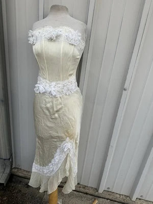 Lace Corset Bustle Strapless Silk Dress Small 4/6 - Изображение 1 из 4