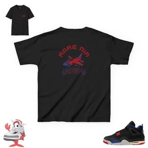 Camisa a juego para niños Air Jordan Retro 4 Rara Air Negra Roja Azul Zapatilla Camiseta a juego - Imagen 1 de 8
