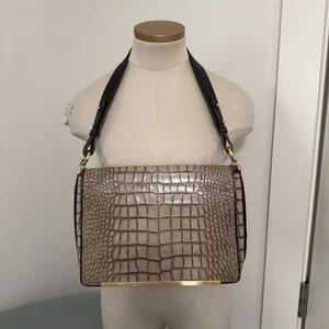 BRAHMIN Hudson Schultertasche Handtasche Kroko-Prägung Leder Klappe klassisch - Bild 1 von 12