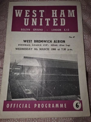 1966 LEAGUE CUP FINAL 1ST LEG WEST HAM UNITED V WEST BROMWICH ALBION 9/3/1966 L8 - Image 1 of 4