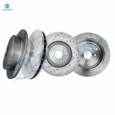 4P Front 300mm-Rear 313mm Drilled Slotted Brake Rotors For 2003-2008 Honda Pilot - Image 1 of 4