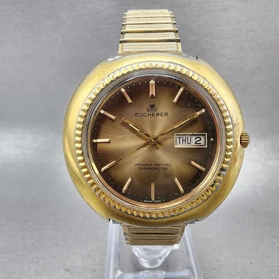 Bucherer Watch Men 42mm Brown Dial Gold Tone Daydate Automatic Chronometer Runs - Image 1 of 4