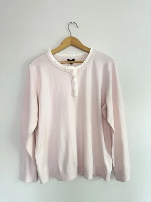 NWT Talbots Light Pink Ruffled Henley Sweater Sz XL Lyocell Spring Lightweight - Image 1 of 4