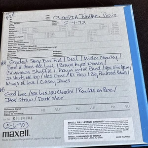 Grateful Dead Live Concert Reel to Reel Tape 7” Olympia Theater Paris France ‘72 - Picture 1 of 10