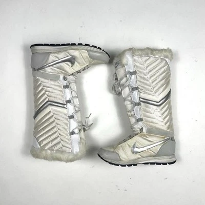 Vintage Nike Apres ski silver and white knee high snow boots  - Image 1 of 4