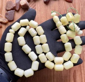 Großer weißer natürlicher baltischer Bernstein 87g islamischer Gebet Rosenkranz Fass 33 Perlen Tesbih - Bild 1 von 24