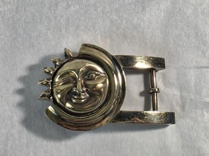 Vintage Barry Kieselstein Kordel Sterlingsilber Vermeil Sonnengesicht 3" Gürtelschnalle - Bild 1 von 12