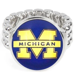 Michigan Wolverines Silver Mens Womens Ring Fits All w Gift Pk D2 - Picture 1 of 6