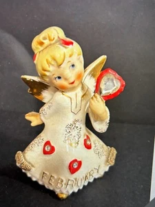 Statuina angelo vintage Lefton sabato bambino 8281 bordo spaghetti vernice oro Giappone - Foto 1 di 7