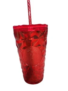 New Starbucks Holiday 2023 Winter Red Prism Poinsetta 16oz Cold Cup Tumbler - Picture 1 of 3