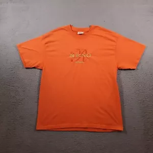 Vintage Reno Nevada Shirt Adult Large Orange Embroidered Text Solid Casual Tee - Picture 1 of 10