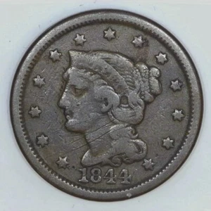 1844 Coronet Head Large Cent VF h625 - Picture 1 of 2