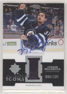 2019-20 Upper Deck Ultimate Collection Icons Jersey /135 Connor Hellebuyck Auto