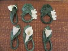 Vintage 1987 Judith Eloise Hooper Two's Company Flower Napkin Rings, set of 6