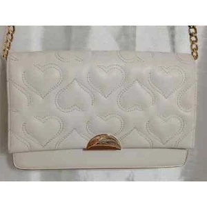 A NEW DAY Handtasche bestickt Herzen Elfenbein Weiß Gold Gliedertasche - Bild 1 von 6