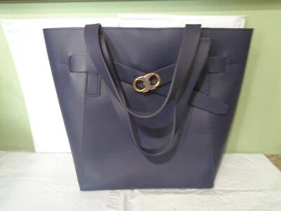 Новый с Ярлыками - Tory Burch - кожи - Gemini ссылка XL сумка с короткими ручками - Royal Navy - #45200 - Изображение 1 из 4