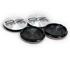 4X62mm Oz Racing Silver Black Rim Caps Decals Emblems Wheel Center Hub Caps M595