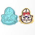 Bunny with Bow & Glasses Cookie Cutter & Stamp | Easter Rabbit Smart Girl Focals