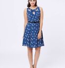 Review Amia Floral Dress Size 16 Blue White Fit And Flare