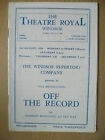 Theatre Royal Programme- Off The Record By S Kinh Hall & Ian Hay