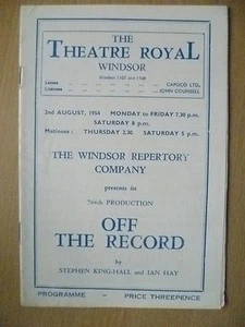 Theatre Royal Programme- OFF THE RECORD by S Kinh Hall & Ian Hay - Picture 1 of 3