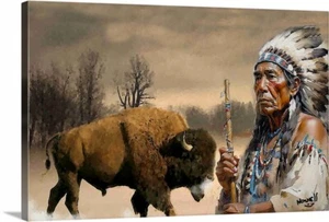 Bring Back the Buffalo Native Indian Sprit Prayer Gallery Canvas Wrap The Sioux - Picture 1 of 4