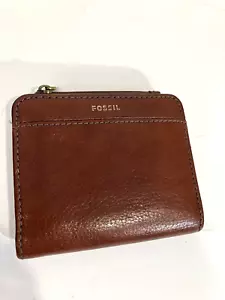 Cartera fósil vintage cambio moneda dinero cuero marrón envejecido suave - Imagen 1 de 7