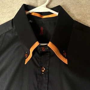 Taracci Shirt Stockholm Sweden Black Orange Zipper Cuffs Detail Exquisite XXL - Picture 1 of 14