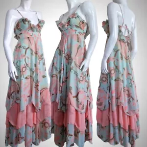 Maxi vestido vintage en capas y con volantes - S, hippie, indie, graduación, earthcore, hadas - Imagen 1 de 7