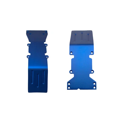 T-Maxx, E-Maxx Blue Anodized Aluminum skid plate set NEW Front and Rear - Image 1 of 3