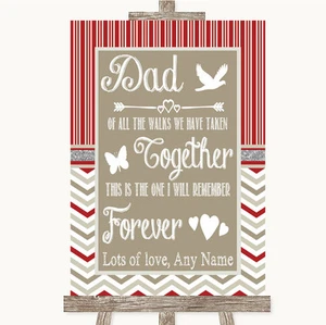 Red & Grey Winter Dad Walk Down The Aisle Personalised Wedding Sign - Imagen 1 de 8