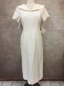 Jessica Howard Women’s White Linen Blend Short Sleeve Collared Long Dress Size 8 - Picture 1 of 9