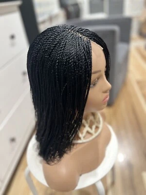 Pelucas trenzadas micro torcidas sintéticas trenzadas de 16 pulgadas de largo Bob pelucas para mujer Foto 1 de 4