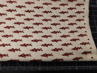 1 cuarto de grasa nueva tela de algodón rojo negro cuadros tiburones en blanco Dear Stella Foto 1 de 4